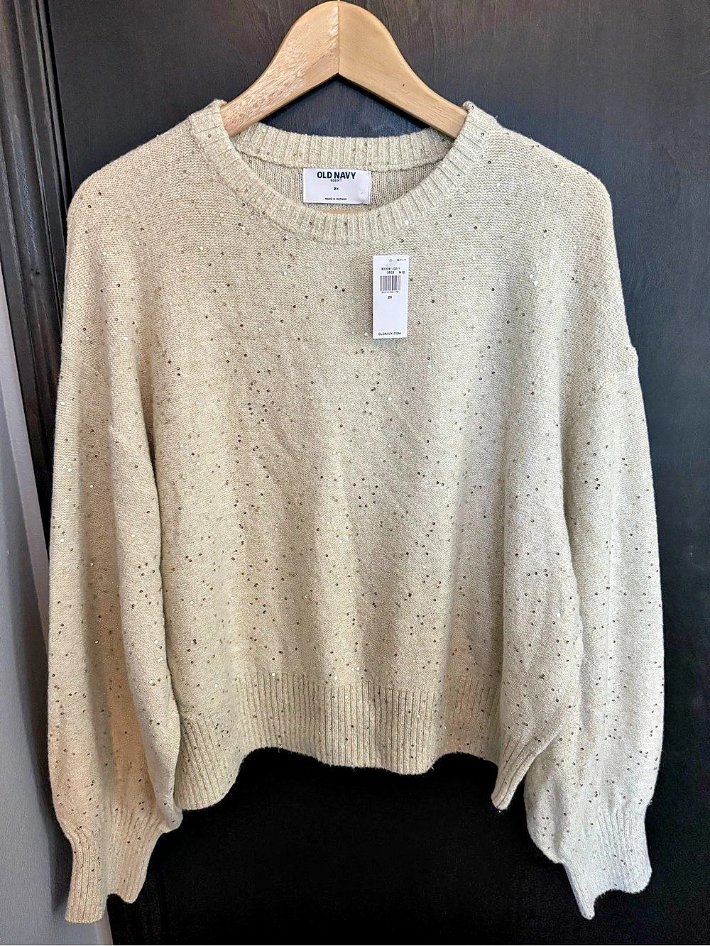 NWT Old Navy SoSoft Crew-Neck Sequin Sweater Cream 2X